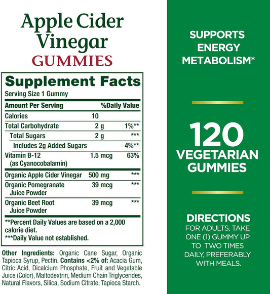 Nature's Bounty Apple Cider Vinegar Gummies - Energy & Metabolism Supp