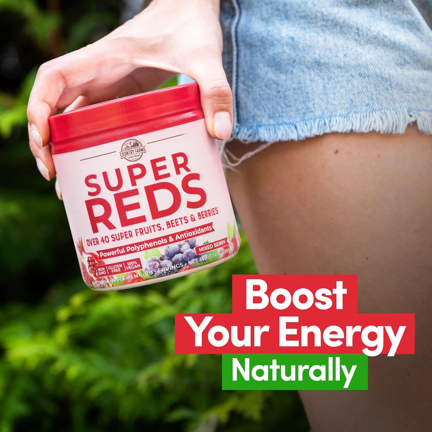 COUNTRY FARMS Super Reds, Energizing Polyphenol Superfood, 48 Super Fr