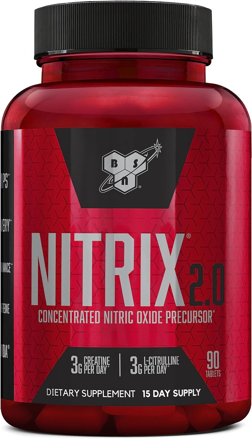 BSN NITRIX 2.0 - Nitric Oxide Precursors, 3g Creatine, 3g L Citrulline - Supports Workout Performance, Pumps, Muscle Rec