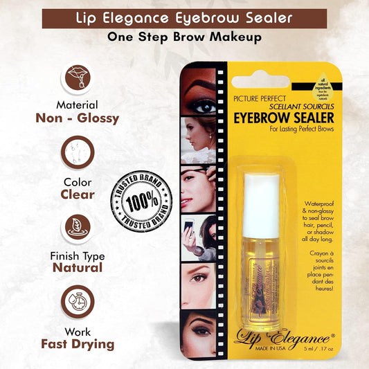 Lip Elegance Eyebrow Sealer - Clear Eyebrow Gel for Picture Perfect Eyebrows - Waterproof Eyebrow Brow Gel for Extreme Hold - 0.17  Eyebrow Setting Gel