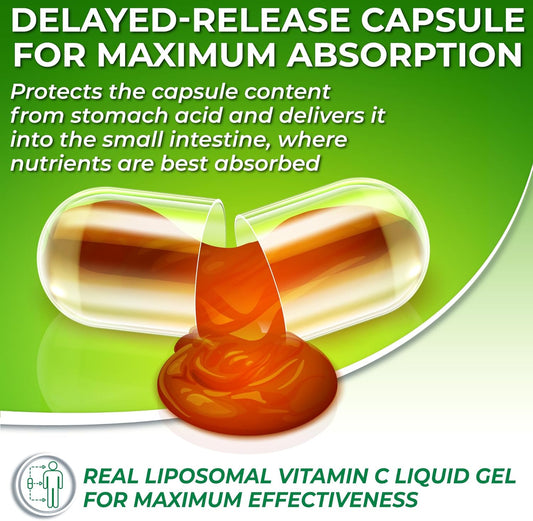 Liposomal Vitamin C Liquid Gel Capsules - 1100mg - Made with Organic A