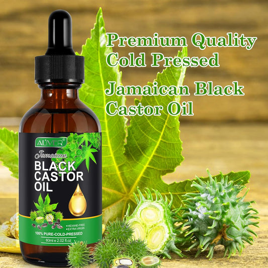 Swvvtu Jamaican Black Castor Oil for Castor Oil Pack & Eyelashes and Eyebrows 100% Pure Hair Oil Body Oil Moisturizing M