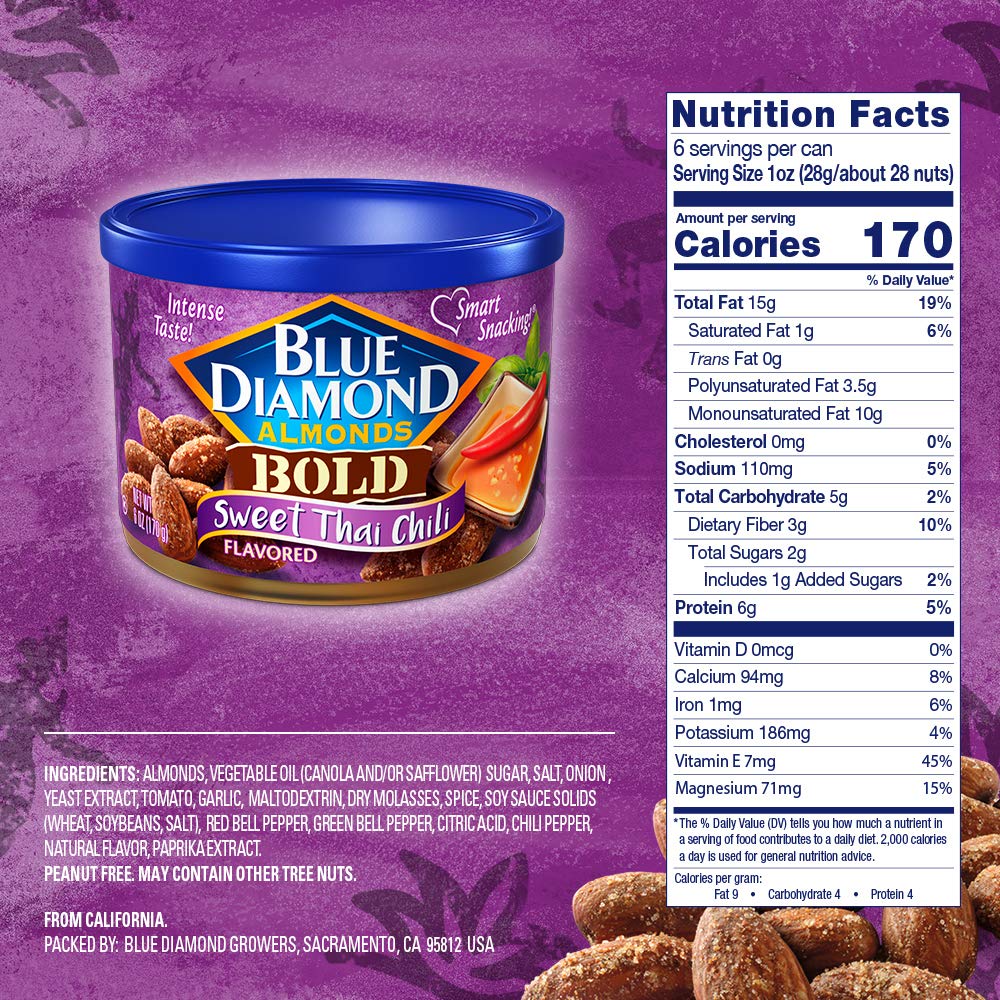 Blue Diamond Almonds Sweet Thai Chili Flavored Snack Nuts, 6