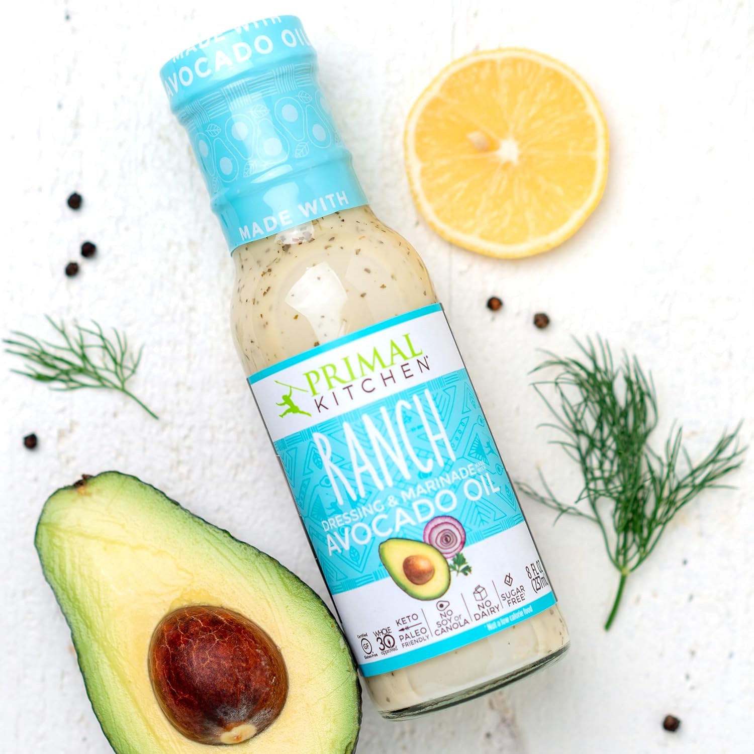 Primal Kitchen Ranch Dressing, Caesar Dressing, and Green Goddess Dres