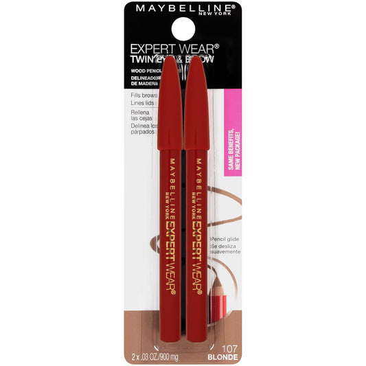 Maybelline New York Makeup Expert Wear Twin Eyebrow Pencils and Eyeliner Pencils, Light Brown Shade, 2 Count (Pack of 1) 59TC-04
