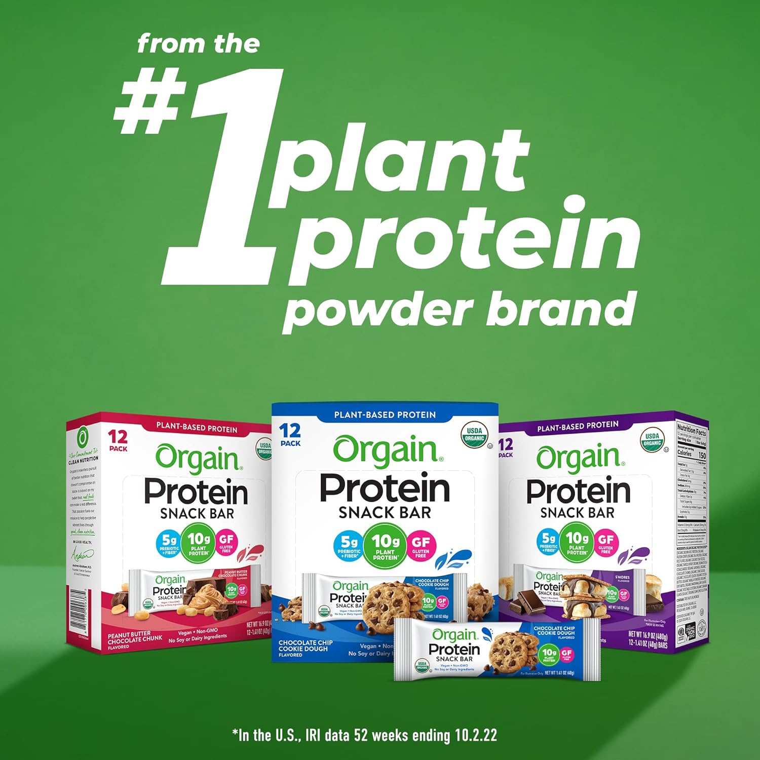 Orgain Organic Vegan Protein Bars, Peanut Butter Chocolate C