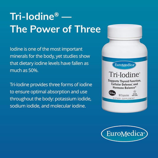 EuroMedica Tri-Iodine - 12.5mg, 90 Capsules - Potassium Iodide, Sodium