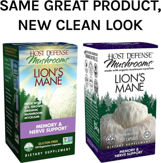 Host Defense, Lion's Mane Capsules, Promotes Mental Clarity, Focus and