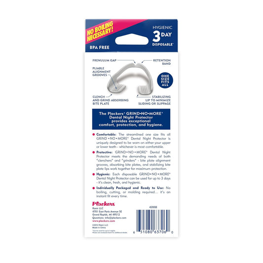 Plackers Grind No More Dental Night Guard for Teeth Grinding, 14 Count