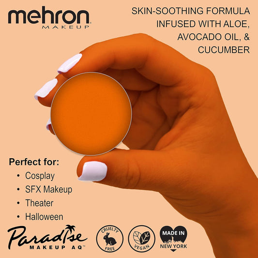 Mehron Makeup Paradise Makeup AQ Refill Size | Perfect for Stage & Screen Performance, Face & Body Painting, Beauty, Cosplay, and Halloween | Water Activated Face Paint, Body Paint, Cosplay Makeup .25  (7 ) (Orange)