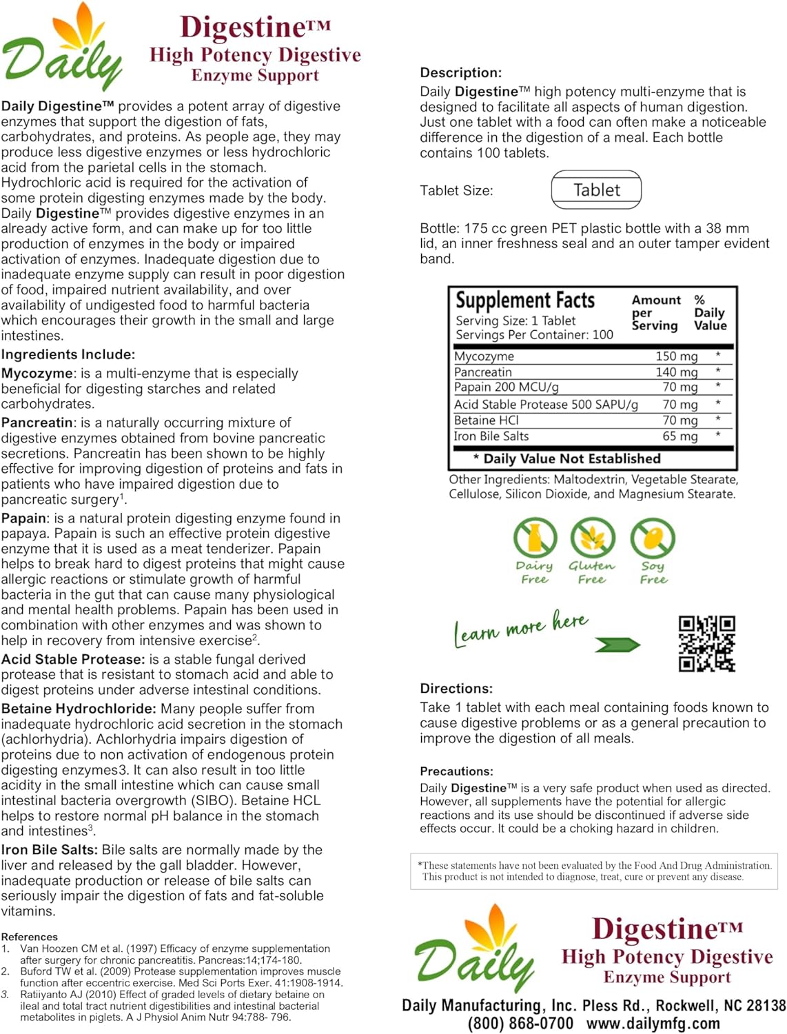  Daily's Digestine™ (Digestive Enzymes) 100 Tablets : Health