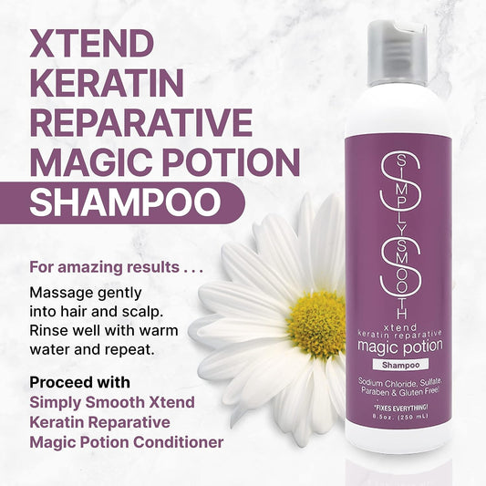 SIMPLY SMOOTH Xtend Keratin Magic Potion Shampoo Paraben Free Daily Shampoo Restore & Repair Dry, Damaged, Keratin Depleted Hair Hydrate & Create Soft, Healthy Hair For All Hair Type 8.5