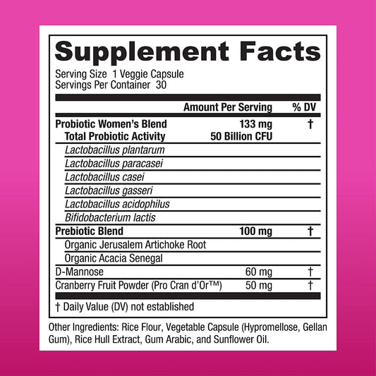 Physician's CHOICE Probiotics for Women - PH Balance, Digestive, UT, & Feminine Health - 50 Billion CFU - 6 Unique Strains for Her - Organic Prebiotics, Cranberry Extract+ - Women Probiotic - 30 CT
