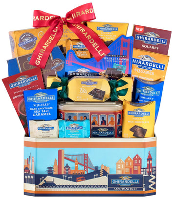 Chocolate Gift Basket- Deluxe Ghirardelli Chocolate Collection in San Francisco Themed Container Ghirardelli's Best Fill