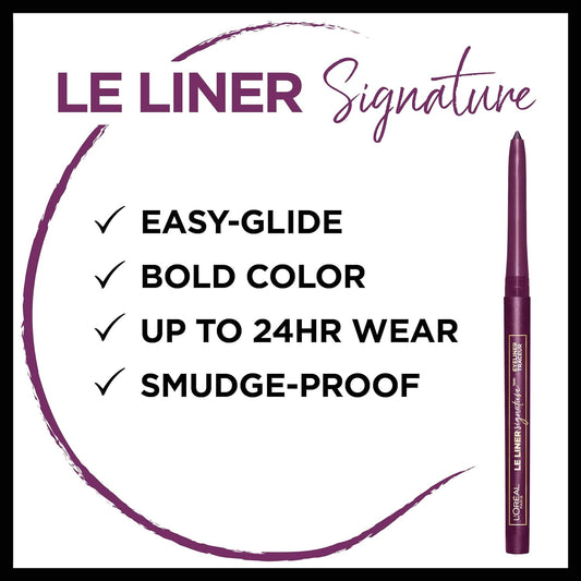L'Oreal Paris Makeup Le Liner Signature Mechanical Eyeliner, Easy-Glide, Smudge Resistant, Bold Color, Long Lasting, Waterproof Eyeliner, Violet Wool, 0.011 ., 1 count