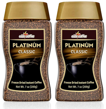 Elite Platinum Freeze Dried Instant Classic Coffee (2 Pack) | Kosher for Passover | Glass Jar | Rich Aroma