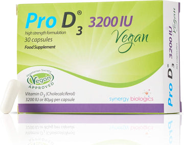 Pro D3 Vegan 3200 IU (Vitamin D3-80mcg) [30 Capsules] Vegan Certified 20 Grams