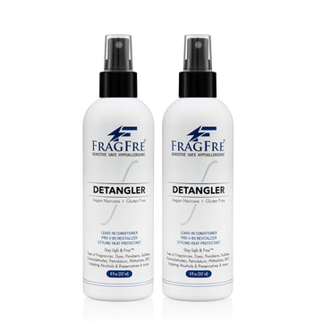 FRAGFRE Detangler 8  (2-Pack Gift Set) - Fragrance Free Hypoallergenic Parabens Free - Hair Detangler Leave-in Conditioner for Sensitive Skin - Styling Heat Protectant - Vegan Cruelty/Gluten Free