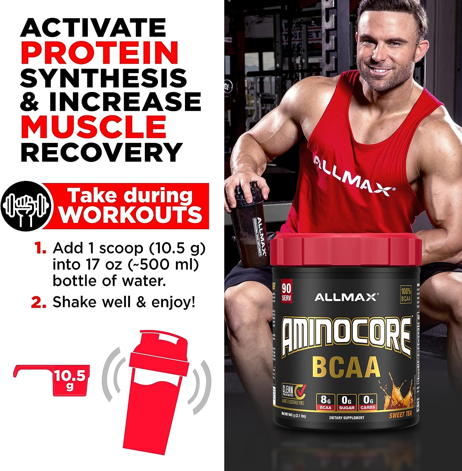 ALLMAX AMINOCORE BCAA, White Grape - 315 g Powder - 8.18 Gra