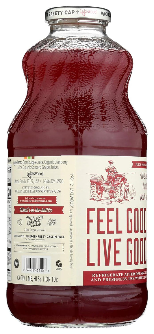 LAKEWOOD Organic Cranberry Juice Blend, 32 FZ