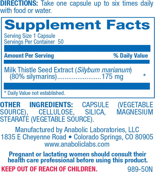 Anabolic Laboratories Milk Thistle Supplement for Liver Health - 100 V