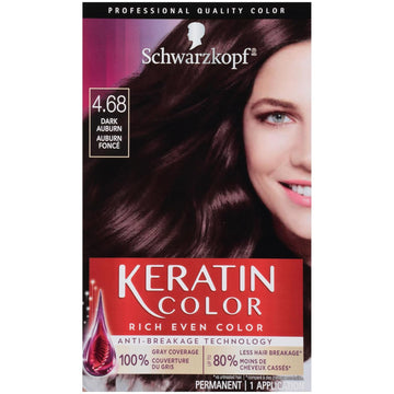 Schwarzkopf Keratin Color Permanent Hair Color Cream, 4.68 Dark Auburn, 1 Kit