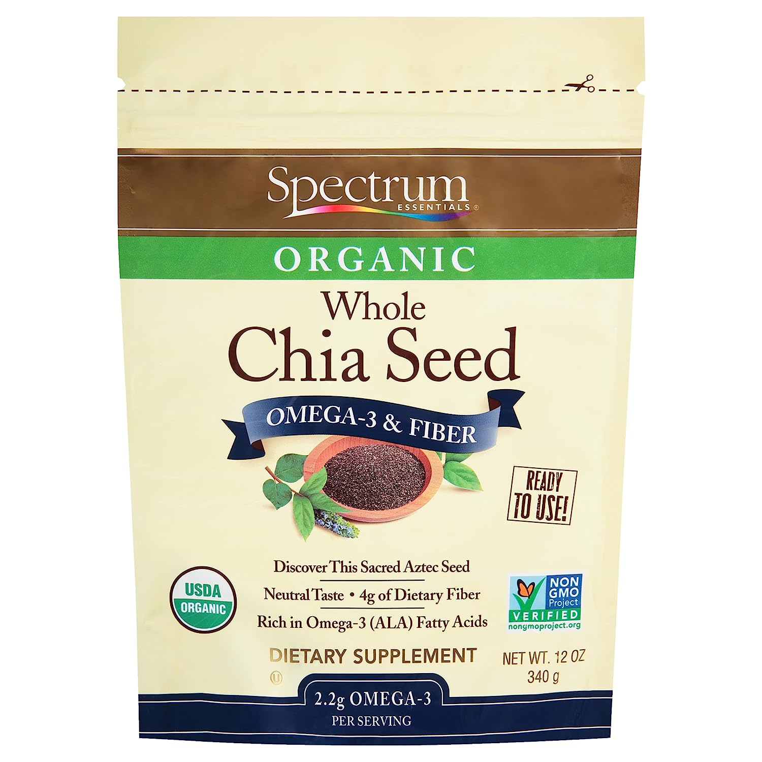 Spectrum Essentials Organic Chia Seed, Omega-3 & Fiber