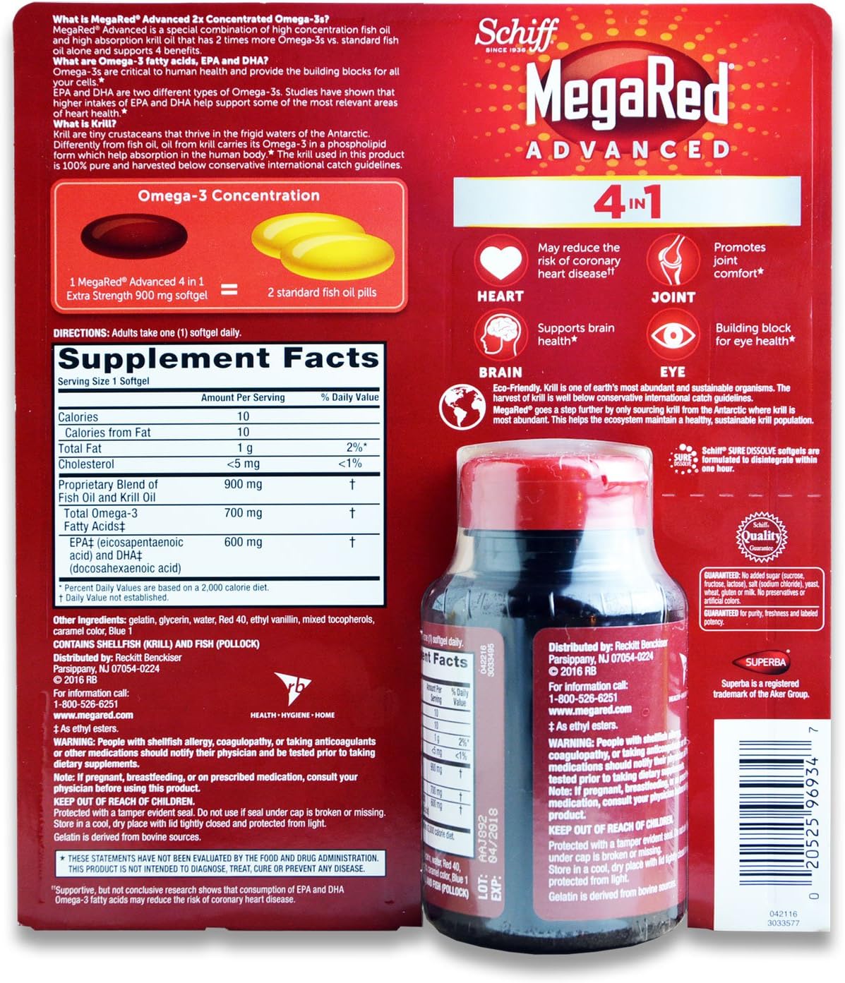  Schiff MegaRed Advanced 4 in 1 Heart Joints Brain Eye 60 So