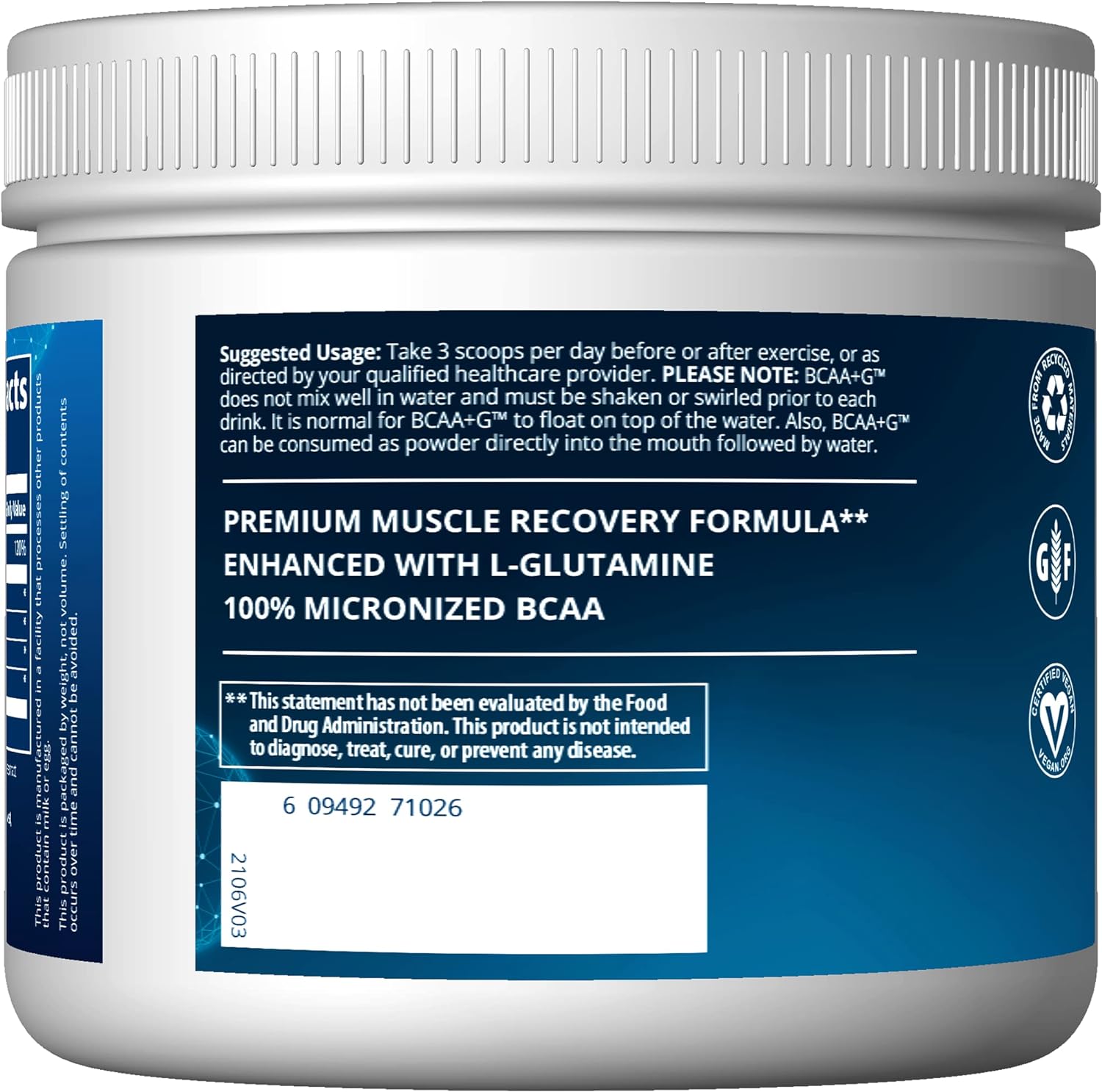 MRM - BCAA + G 180g Ultimate Recovery Formula – Lemonade 180 g180 Gram