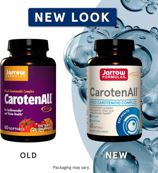 Jarrow Formulas CarotenAll - 60 Softgels - Supplement Provides Seven Major Carotenoids Found in Fruits & Vegetables to Support Cardiovascular & Vision Health - Up to 60 Servings (Packaging May Vary)
