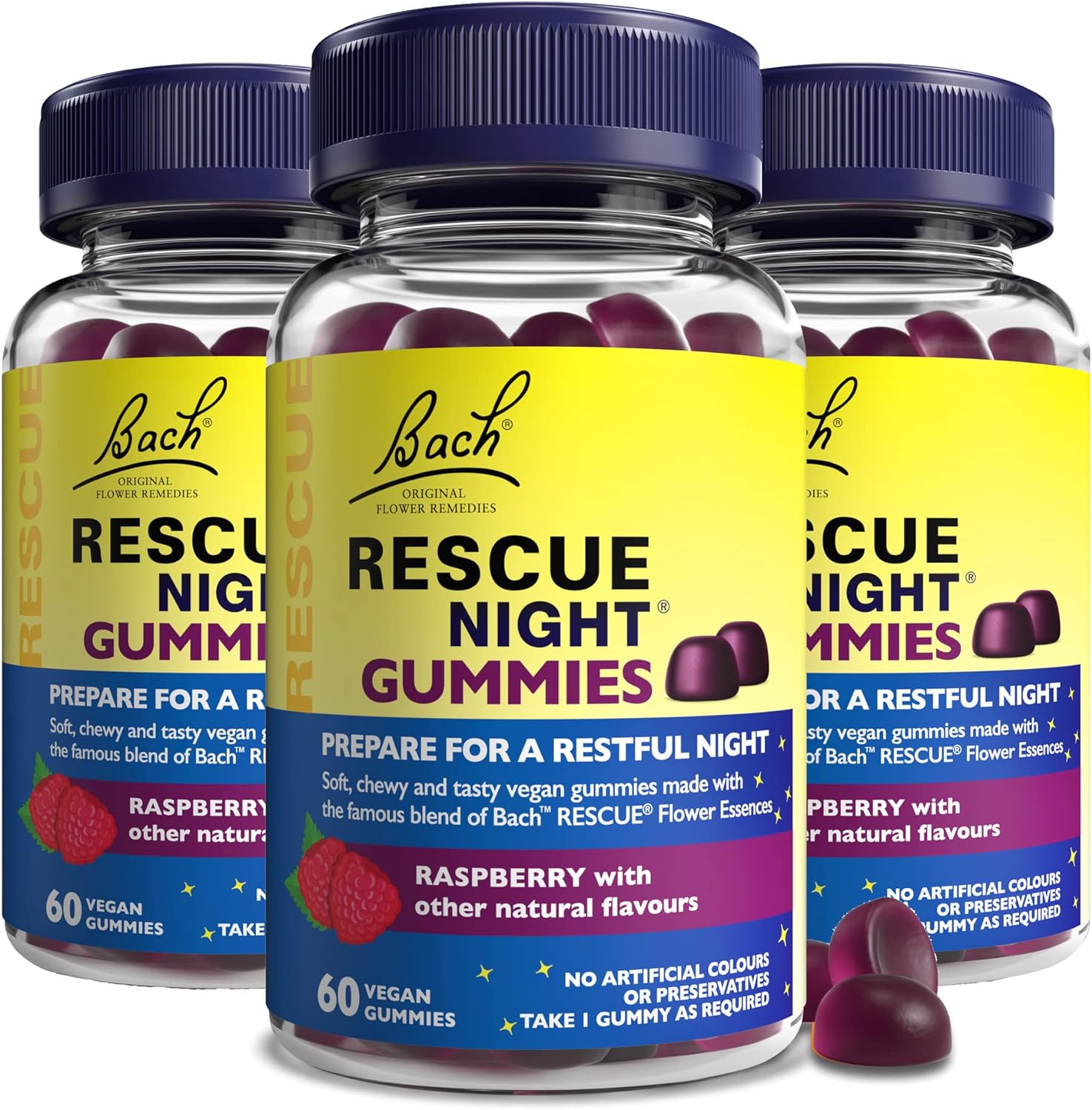 Rescue Remedy Gummies Night 3 Pack Bundle, for A Serene Sleep, with Ra660 Grams