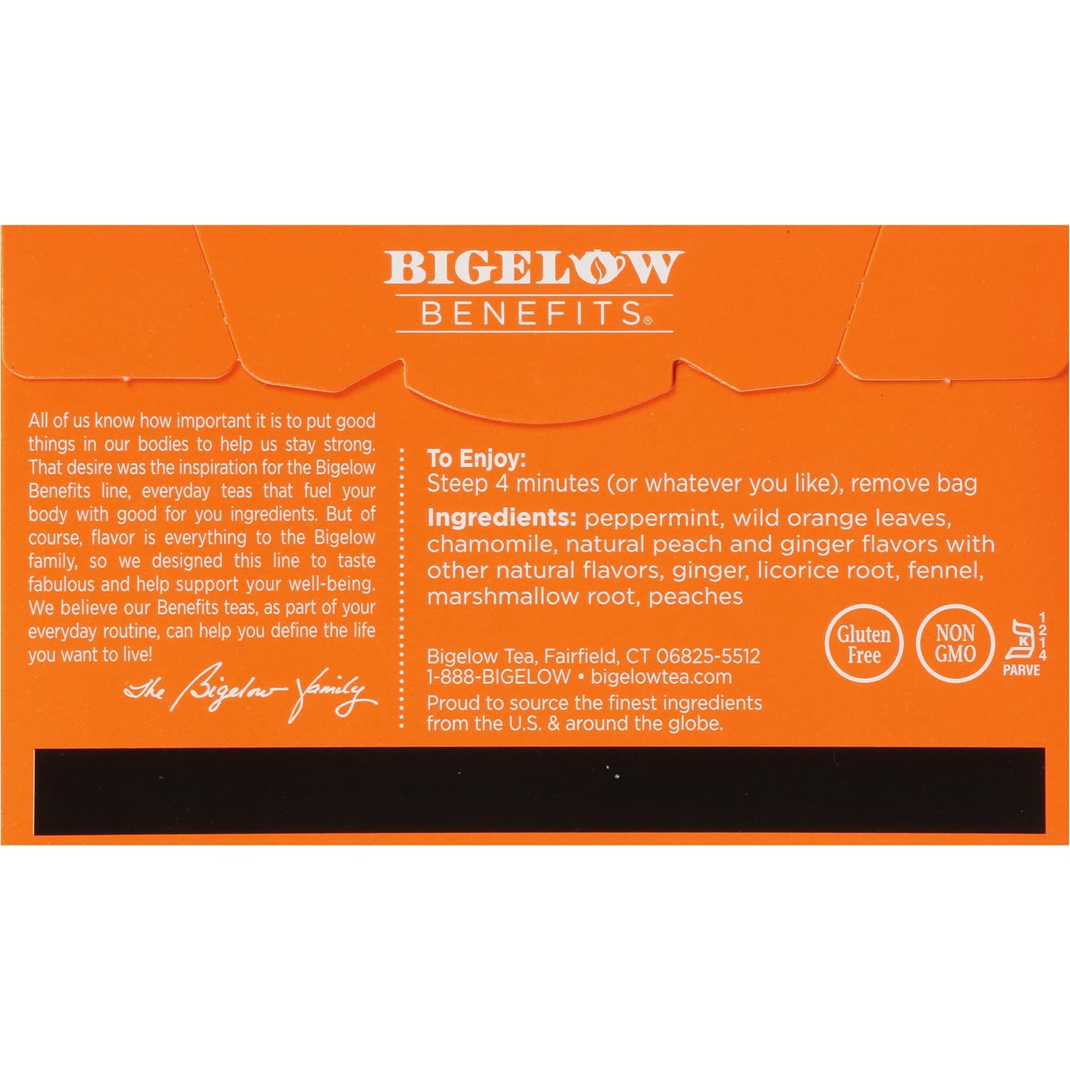 Bigelow Tea Ginger & Peach, 18 ct : Grocery & Gourmet Food