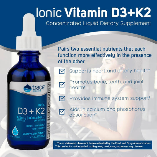 Trace Minerals | Liquid Ionic Vitamin D3 + K2 | 125 Mcg (5,000 Iu) D3,