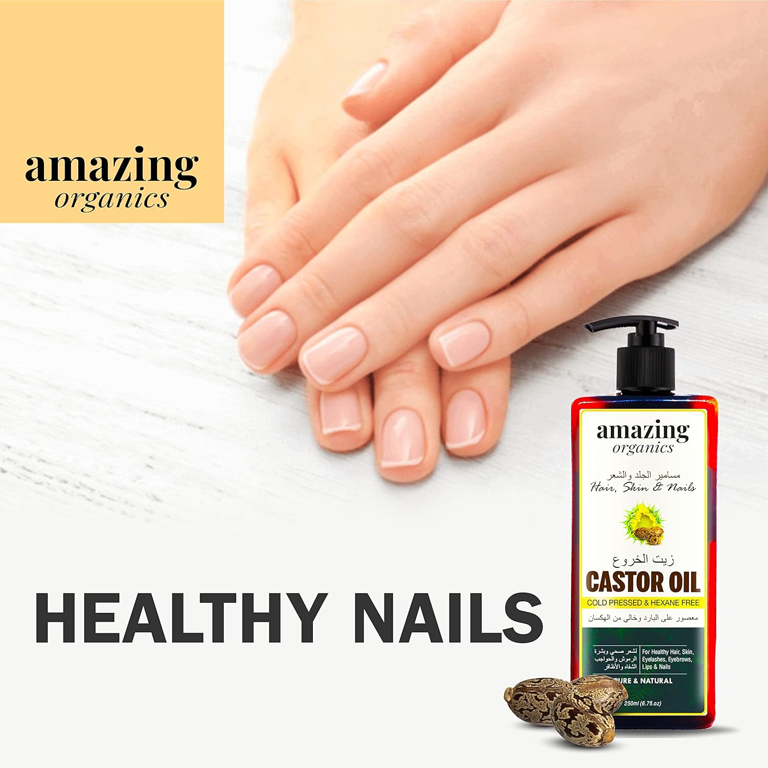  AmazingOrganics Castor Oil Pure Unrefined for Hair, Skin, E