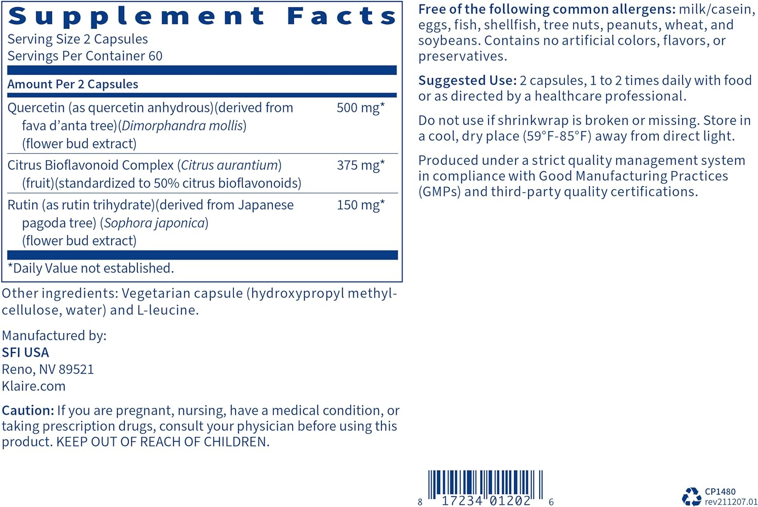Klaire Labs Bioflavonoid Complex - Immune, Cardiovascular & Antioxidan