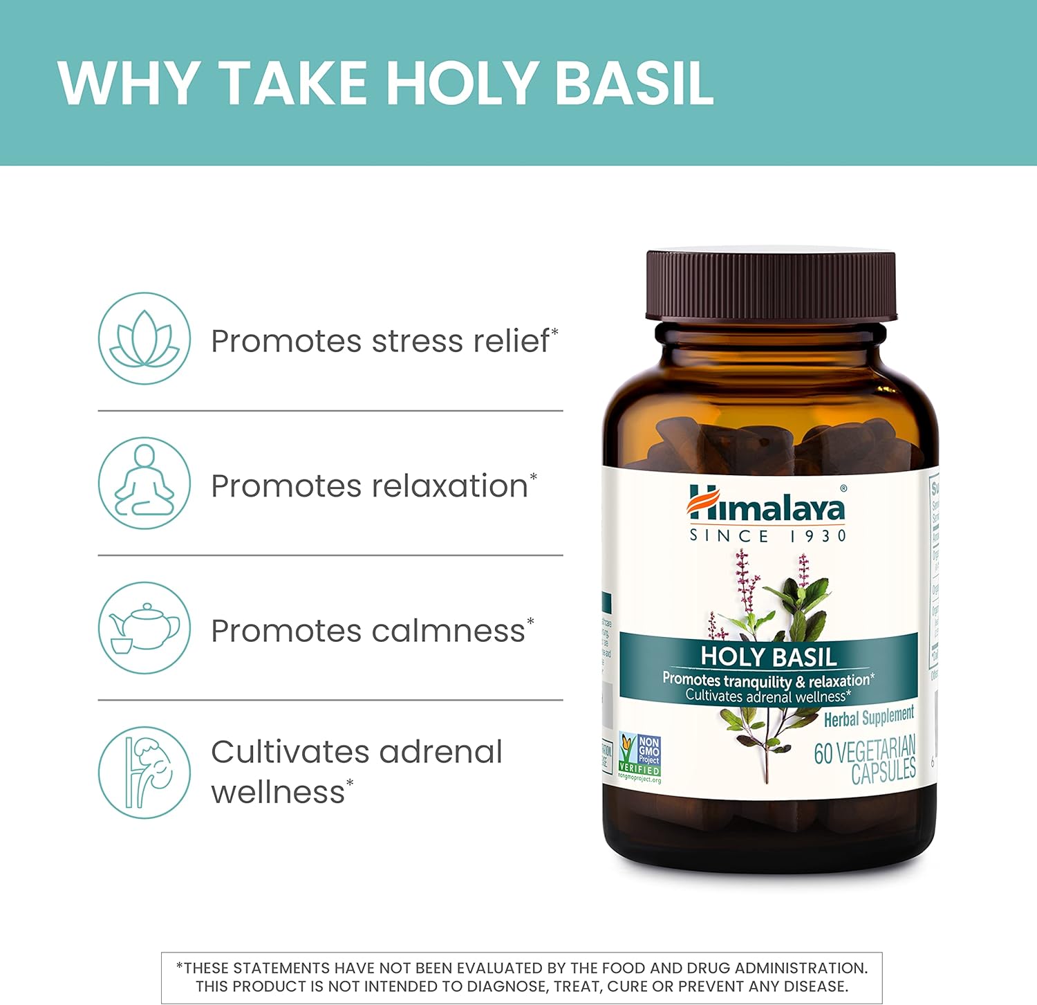 Himalaya Holy Basil Tulsi Herbal Supplement, Stress Relief, Relaxation