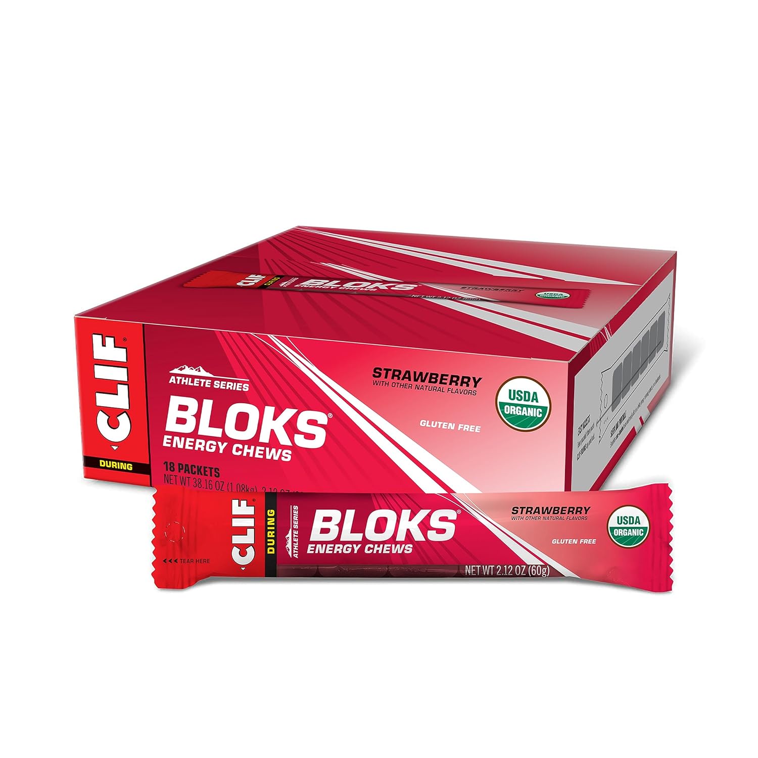 Clif Bloks - Strawberry Flavor - Energy Chews - Non-Gmo - Plant Based 2.12 Ounces