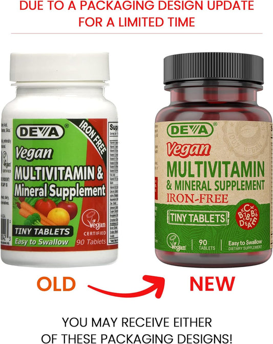 Deva Nutrition Vegan Tiny Iron Free Multivitamin Tablets, 90 Count