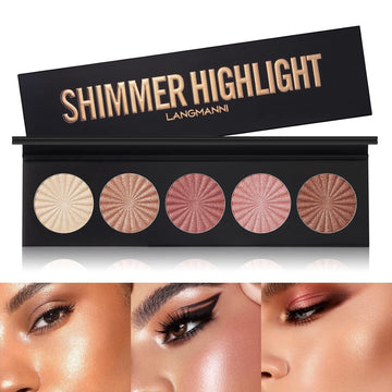 5 Colors Contour & Highlight Palette Kit,Long Lasting Contouring Highlighter Makeup Palette Highly Pigmented Face Contour Cream Palette Creat Stereoscop Makeup Look