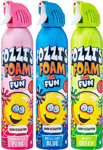 FZI'S Bath Soap Foam Aerosol for Kids Perfectly Pink, Brilliant Blue, Groovy Green,Good Clean Fun, (11.O4  x 3)