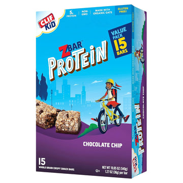 CLIF Kid Zbar Protein - Chocolate Chip - Crispy Whole Grain Snack Bars1.27 Ounces