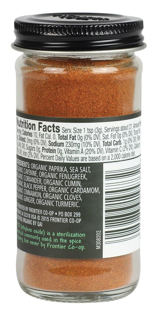 Frontier Organic BerBere Seasoning, 2.3 Ounce, Blend of 12 Organic, Wa