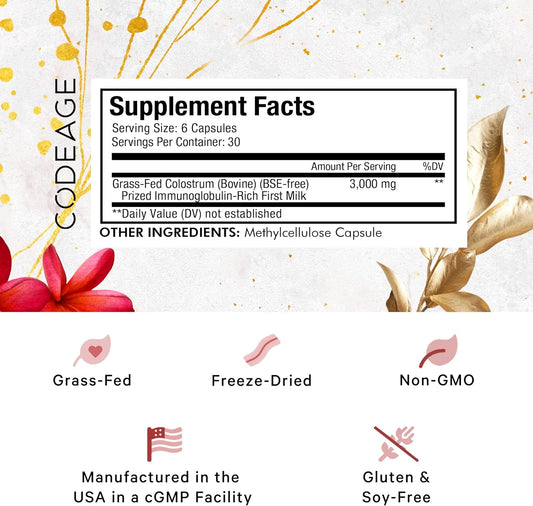 Codeage Colostrum Supplement, Grass-Fed Colostrum Prized First Milk Po