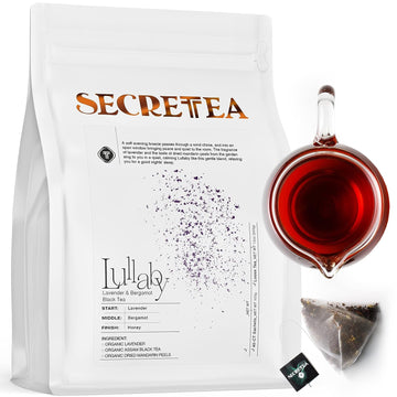 Organic Lavender & Bergamot Earl Grey Black Tea | 100% Real ingredients,40 Count Unwrapped Sachets, Biodegradable Tea Bag |By T SECRETEA, Lullaby