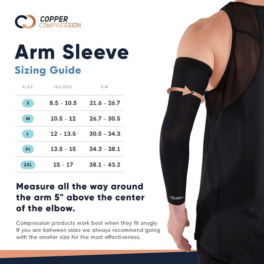 Copper Compression Arm Brace - Copper Infused Sleeve For Arms, Forearm, Bicep. Tennis Elbow, Golfer'S Elbow, Arthritis,