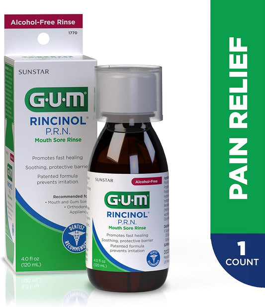 GUM - 1770R Rincinol P.R.N. Alcohol-Free Mouth Sore Rinse, 4  Bottle