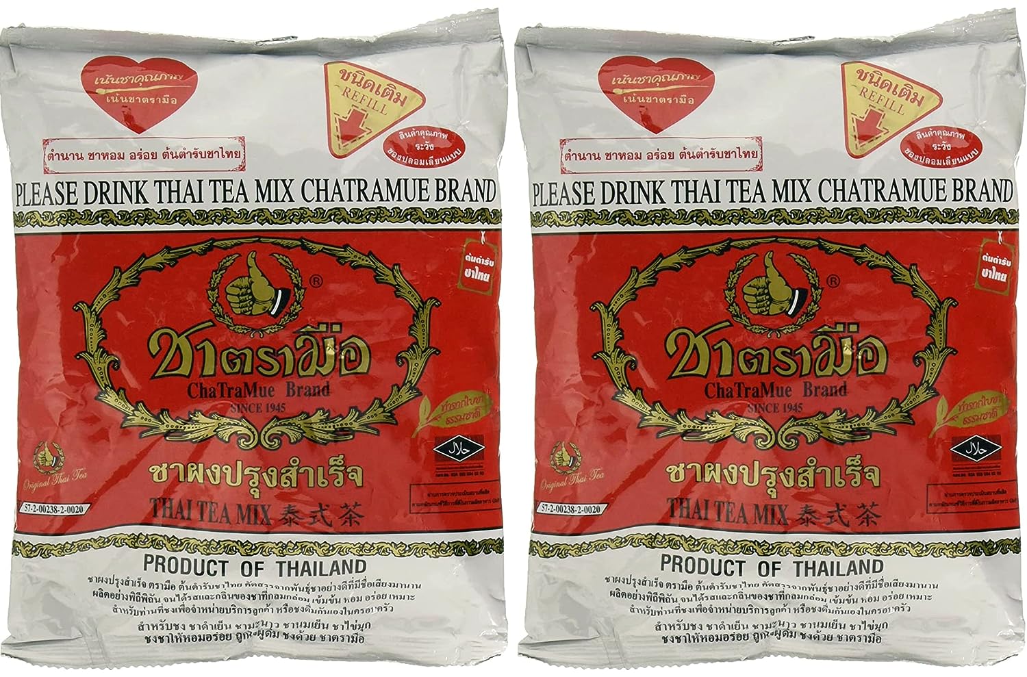 Number-One Chatramue Original Thai Iced Tea Mix Bag, Pack Of 2