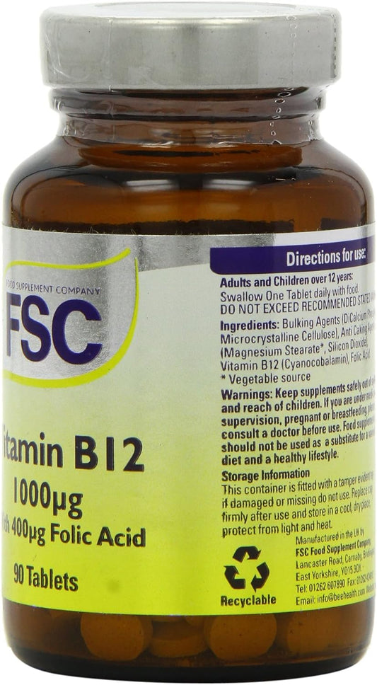 FSC 1000ug Vitamin B12 - Pack of 90 Tablets

140.61 Grams