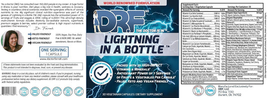 Lightning In A Bottle By Dr. Farrah World Renown Medical Doctor | 23 High Impact Vitamins & Minerals | Antioxidant Power