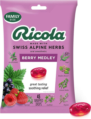 Ricola Berry Medley Throat Drops, 45 Count